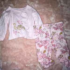 long sleeve shirt with matching footed pants